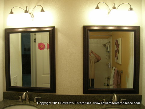 Mirror, Glass, and Screen: 2 framed mirrors hung up.