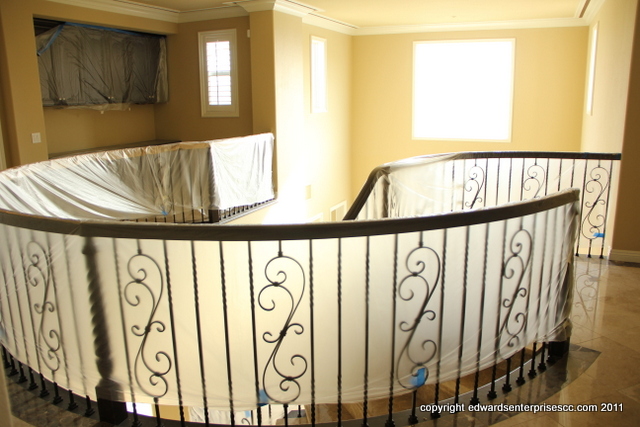Edward’s Enterprises Painting Projects: Masking and plastic to allow for clean texturing and interior painting