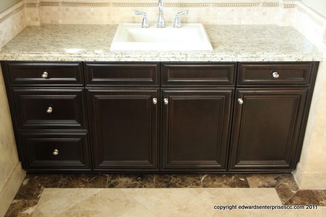 Residential sink and vanity in a bathroom