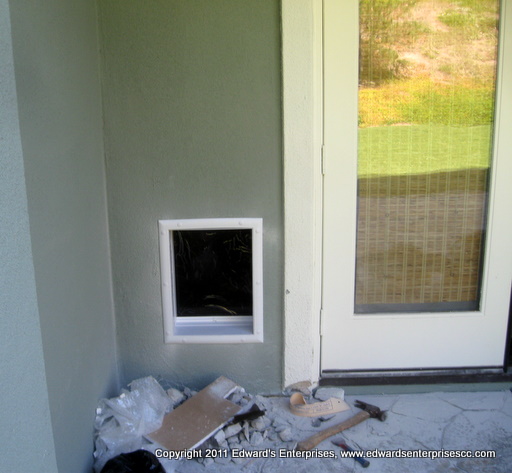 We work with many doors.. including those for our pet friends! From doggy doors to glass doors with Edward's Enterprises!