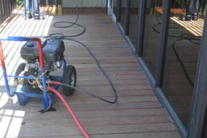 Landscaping Pressure Washing Wood Patio - Landscaping
