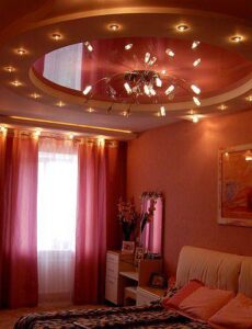Luxuriously furnished bedroom with romantic recessed lights