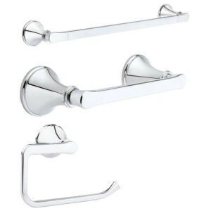 Chrome Kohler towel racks and toilet paper holder