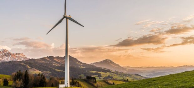 Wind turbine generator in the mountains