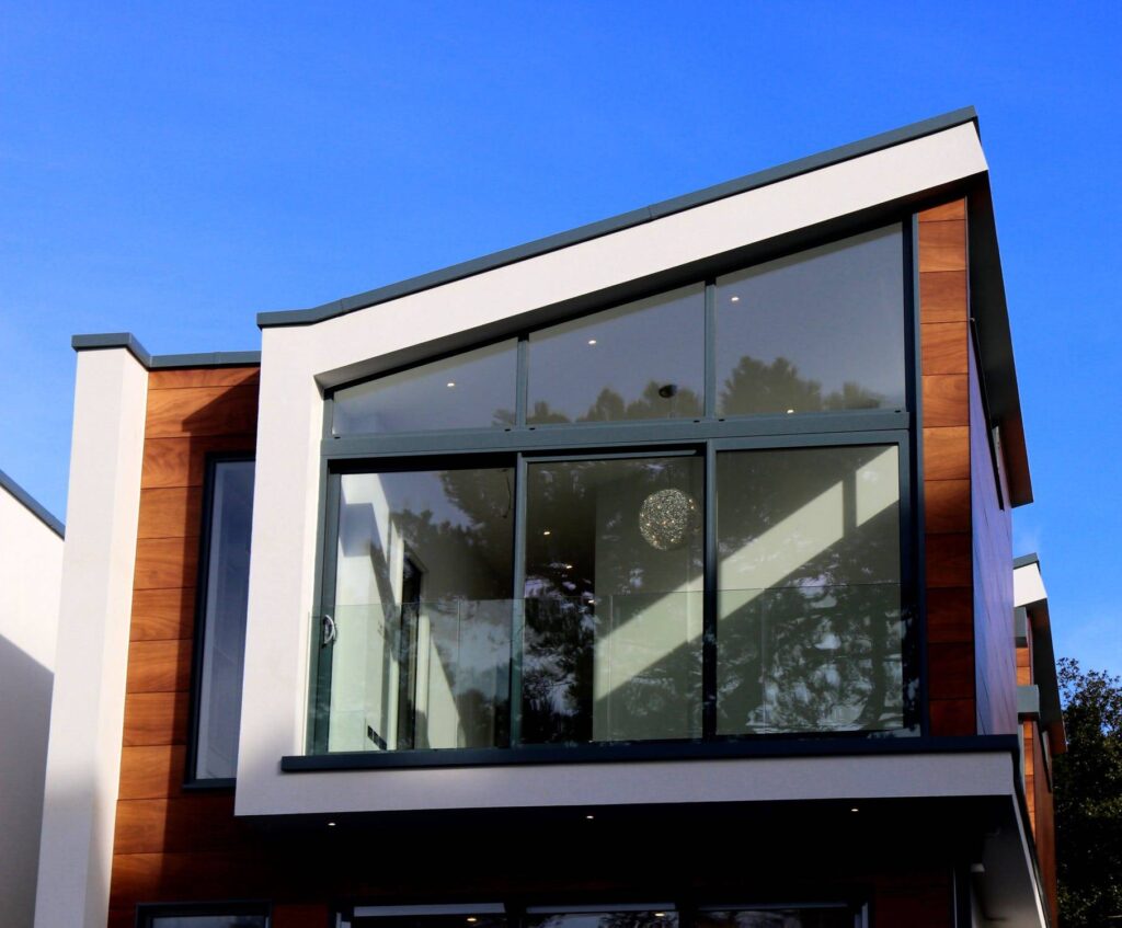 2nd floor of a Modern home with large windows