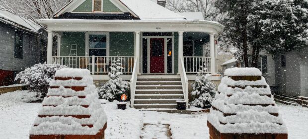 House covered in fresh snow