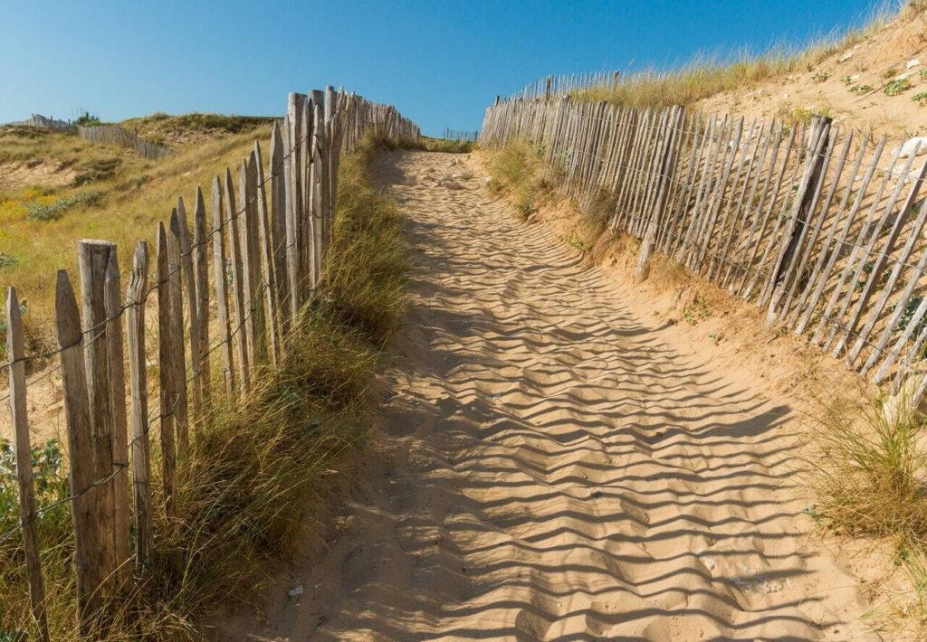 Sandy path at the beach with those ubiquitous beach fences on either side