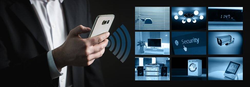 Smart phone stock photo doing some smart house stuff