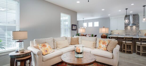 A well-lit living room