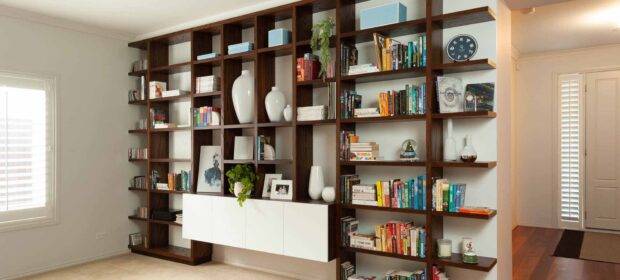 A room with a lot of shelves