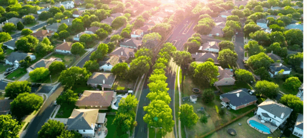 Arial view of homes