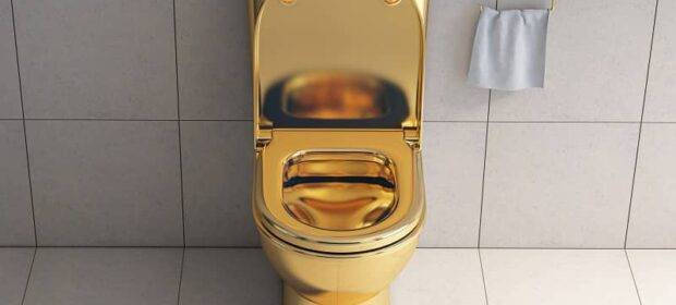 A gold toilet