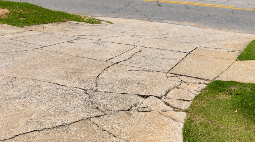 A damaged driveway