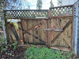 A sagging wood gate